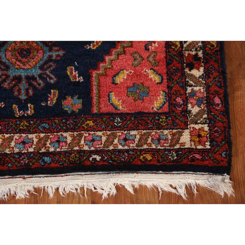Malayer Minakhani Persian Vintage Runner Rug Handmade Wool Carpet - 3'4" x 16'7" - 3'4" x 16'7" - Blue