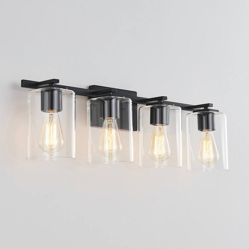 KAWOTI 29.1in 4-light Square Glass Shades Bathroom Vanity Light