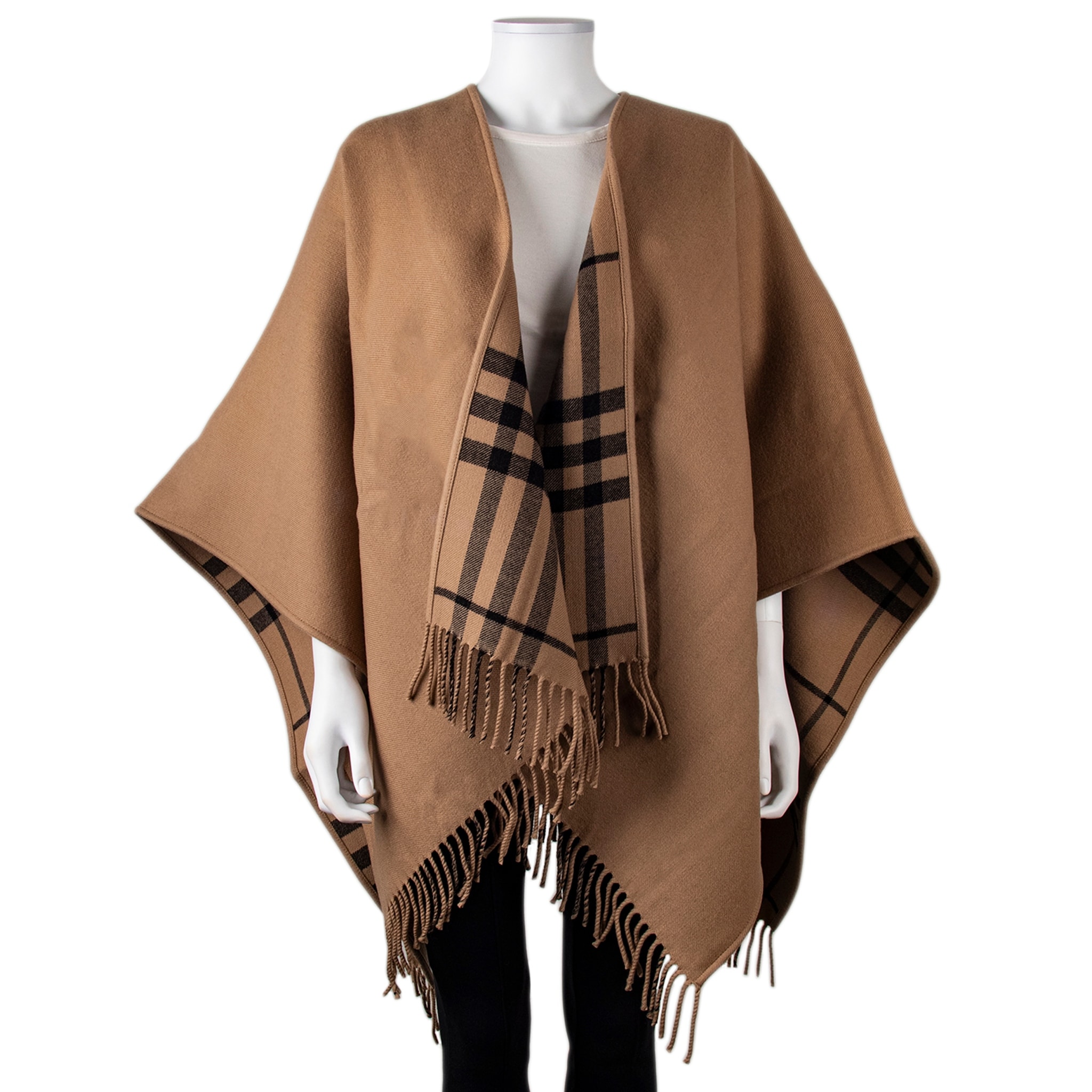 Burberry Giant Check Reversible Wool Cape - Overstock - 43533010