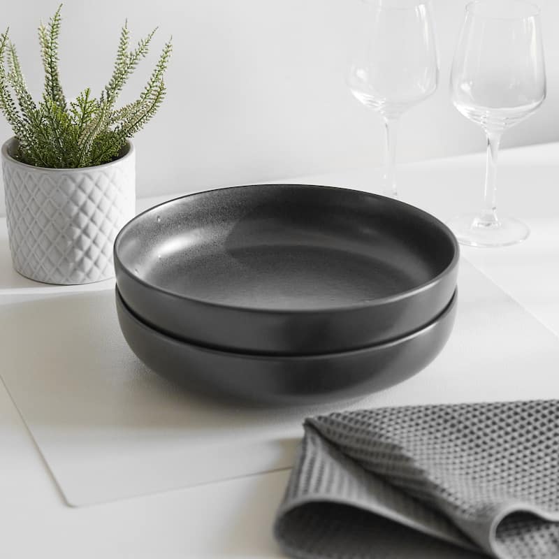 Sango Anderson Black 10" Large Ceramic Serving Bowl (Set of 2), 64.25 oz