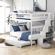 preview thumbnail 1 of 26, White Full Over Full Bunk Bed with Trundle, Built-in Staircase and Storage Shelves White