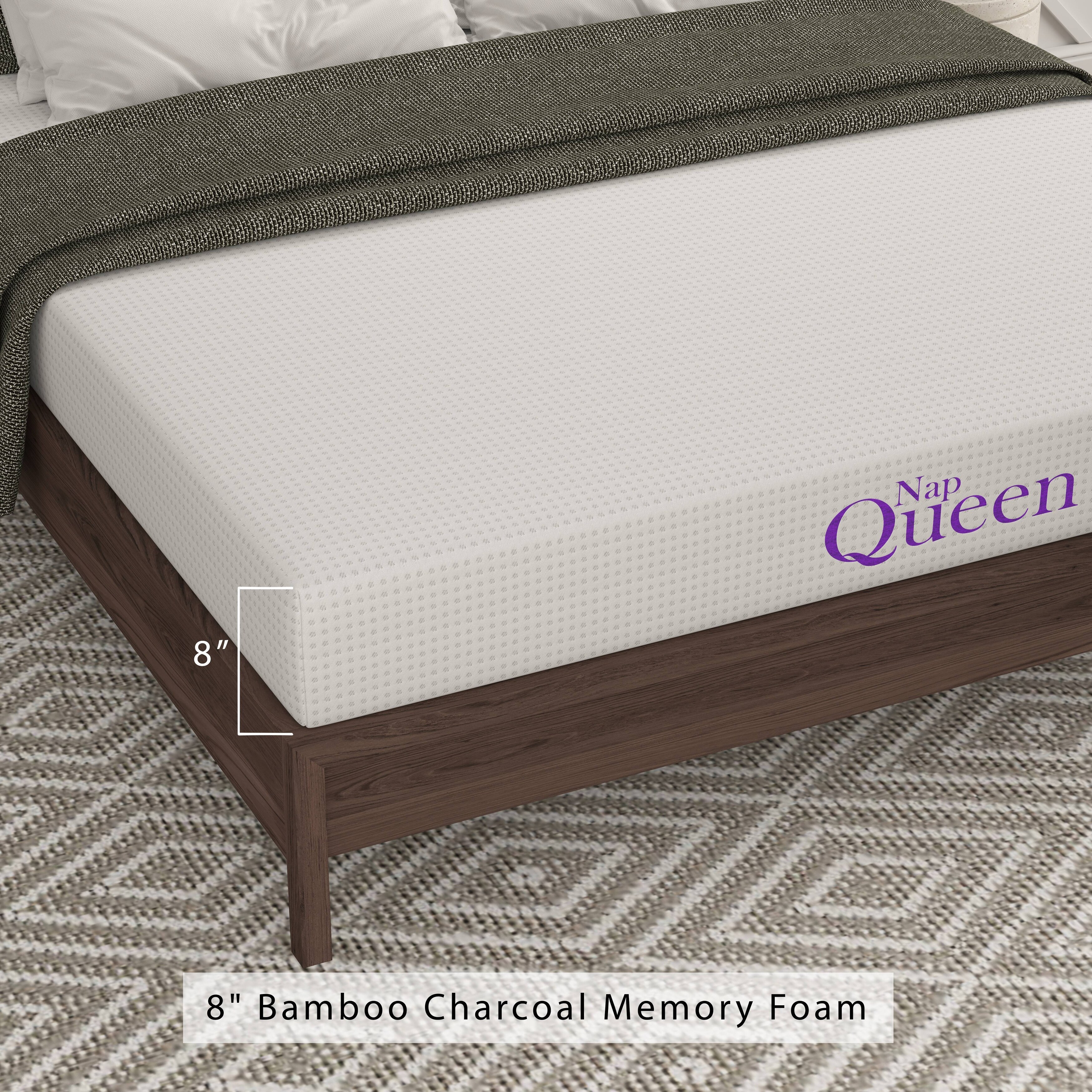 Medium Firm Queen NapQueen Bamboo Charcoal Memory Foam Mattress in a Box 8 inch