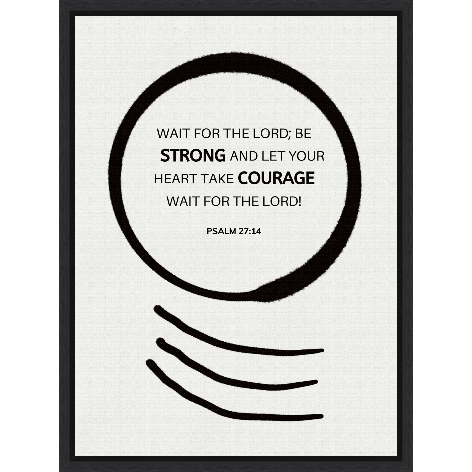 Psalm 27 14 Scripture by Little Dean Framed Canvas Wall Art Print