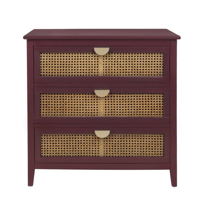 Natural Rattan Storage Cabinet 3 Drawer Chest
