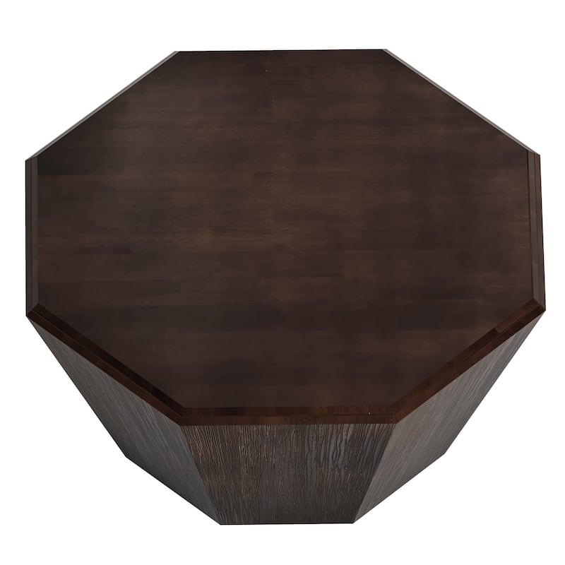 31.5 "Octagonal Rubber wood Coffee Table, Coffee Table, Living Room Bedroom