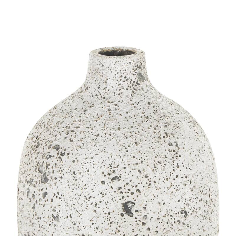 Ceramic Antique Style Textured Decorative Vase - White - Roche River Decor