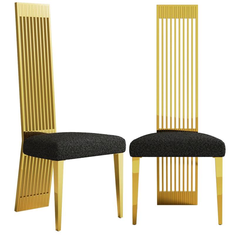 Modern Luxury Boucle Dining Chairs with High Back Design and Metal Legs