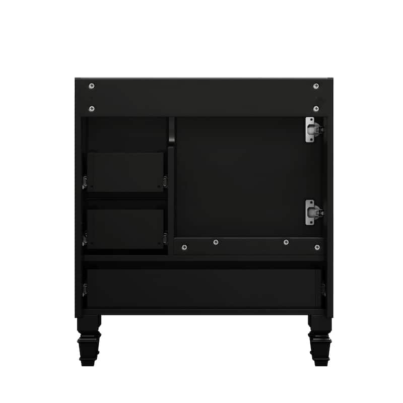 Bathroom Vanity with Ceramic Sink, Wooden Bathroom Storage Cabinet, Bathroom Cabinet with Soft Close Doors & 3 Drawers