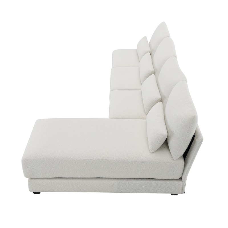 120" Boucle L-Shaped Sectional Sofa with Chaise