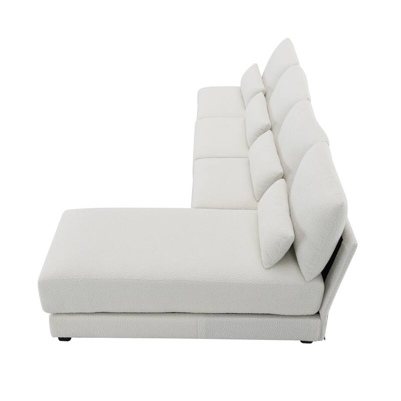 120" Boucle L-Shaped Sectional Sofa with Reversible Chaise,and Wide Seats & Pocket Spring Support
