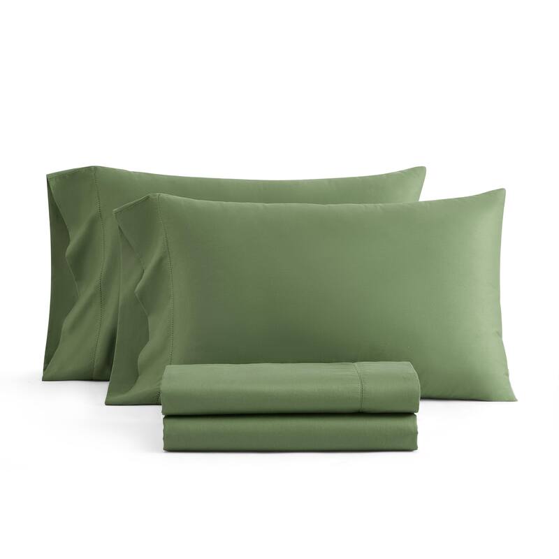 Martha By Martha Stewart Classic Elegance Solid Cotton Sheet Set - Green - Queen
