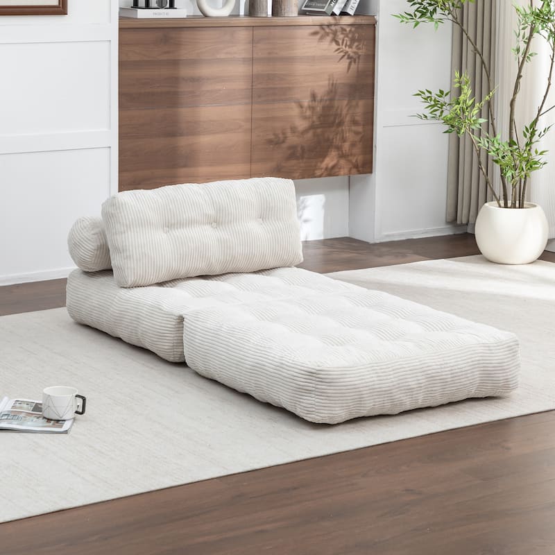 Anmytek Beige Convertible Sleeper Chair Folding Sofa Bed with Pillow Back Support and Memory Foam Mattress