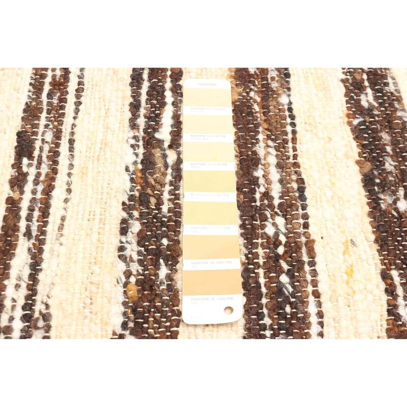 ECARPETGALLERY Braid weave Sienna Beige Wool Rug - 5'5 x 7'3