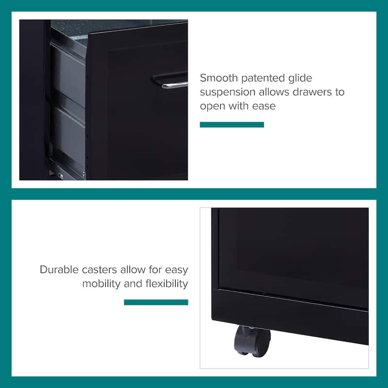 Space Solutions 18" Deep 2-drawer Mobile File Cabinet, Black