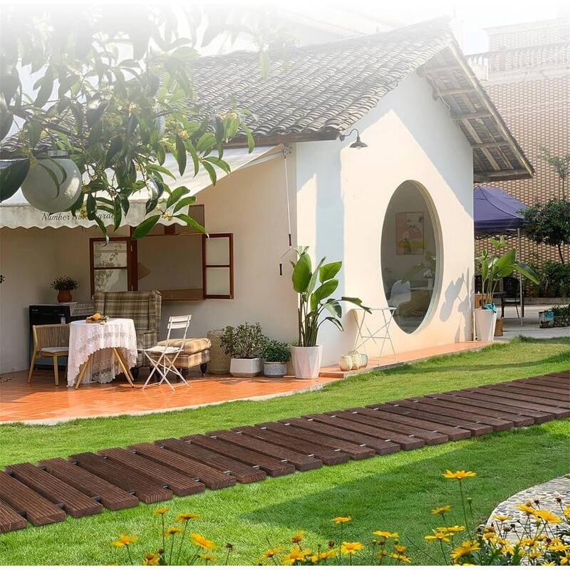 6ft Wooden Garden Pathway, Roll-Out Brown Walkway for Wedding or Backyard Path