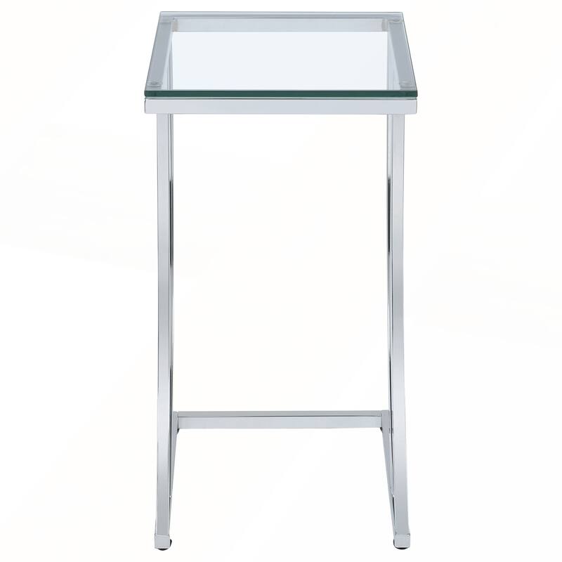 Draper Chrome Rectangular Glass Top Sofa Side Table