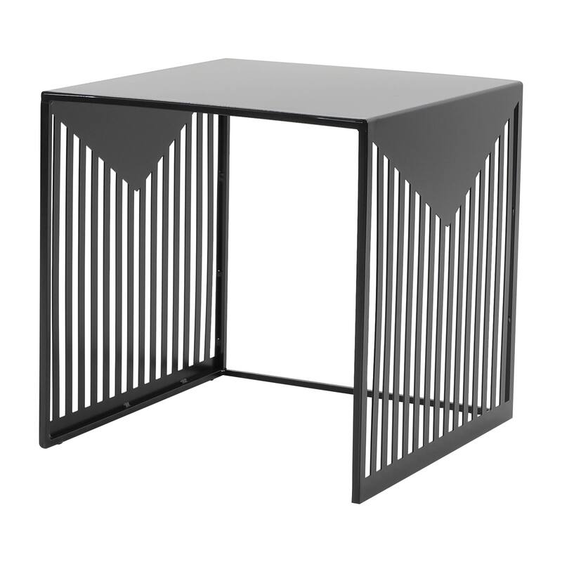 LeisureMod Cisco Modern Square Powder-Coated Steel Finish Side Table - 15.8 - Black