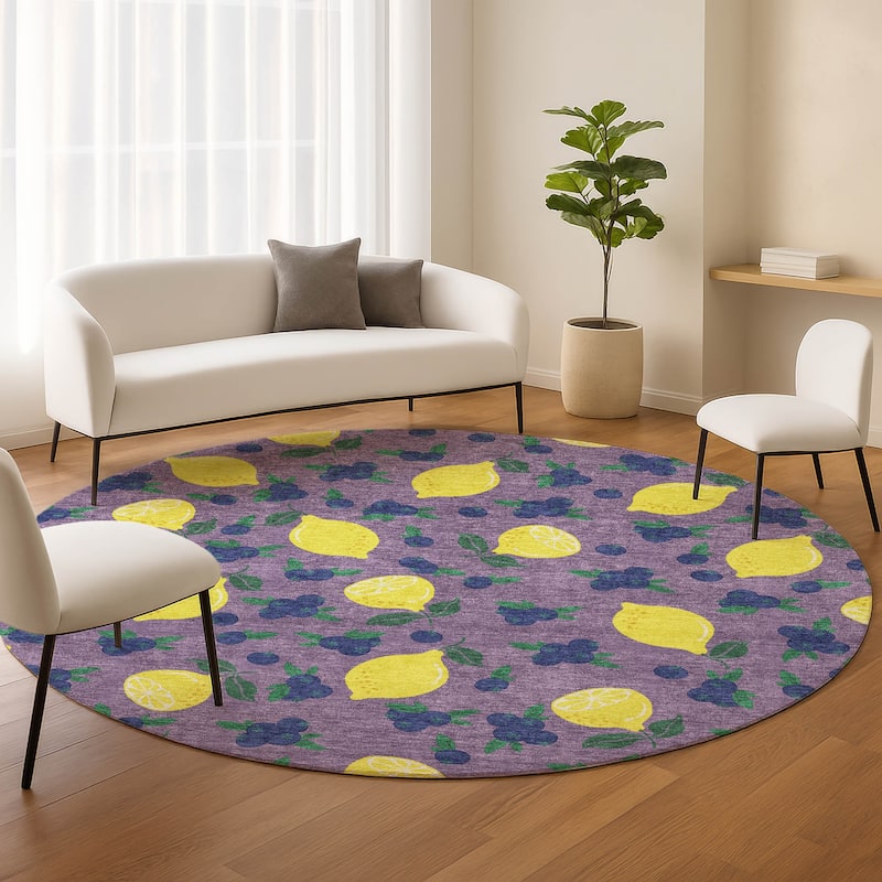 Machine Washable Indoor/ Outdoor Citrus Berry Chantille Rug