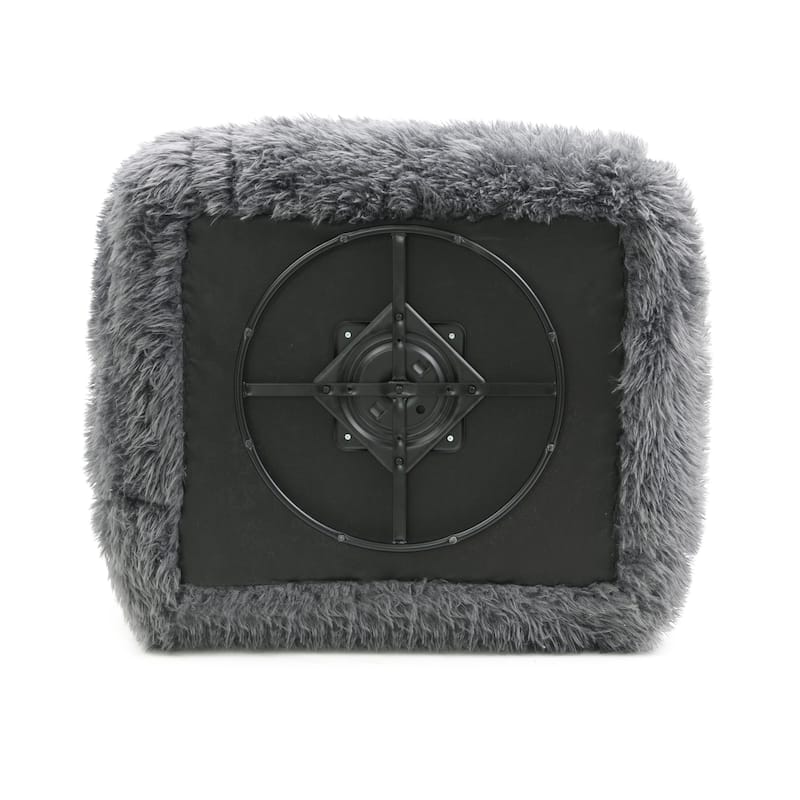 Furniture of America Cynra Modern 45-inch Faux Fur Swivel Arm Chair with Ball Pillow