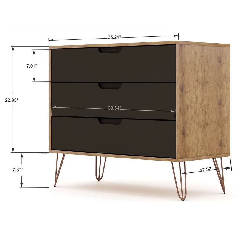 Manhattan Comfort Rockefeller 3-Drawer Dresser (Set of 2)