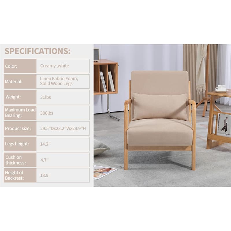 Modern Leisure Chair with Solid Wood Armrest and Feet