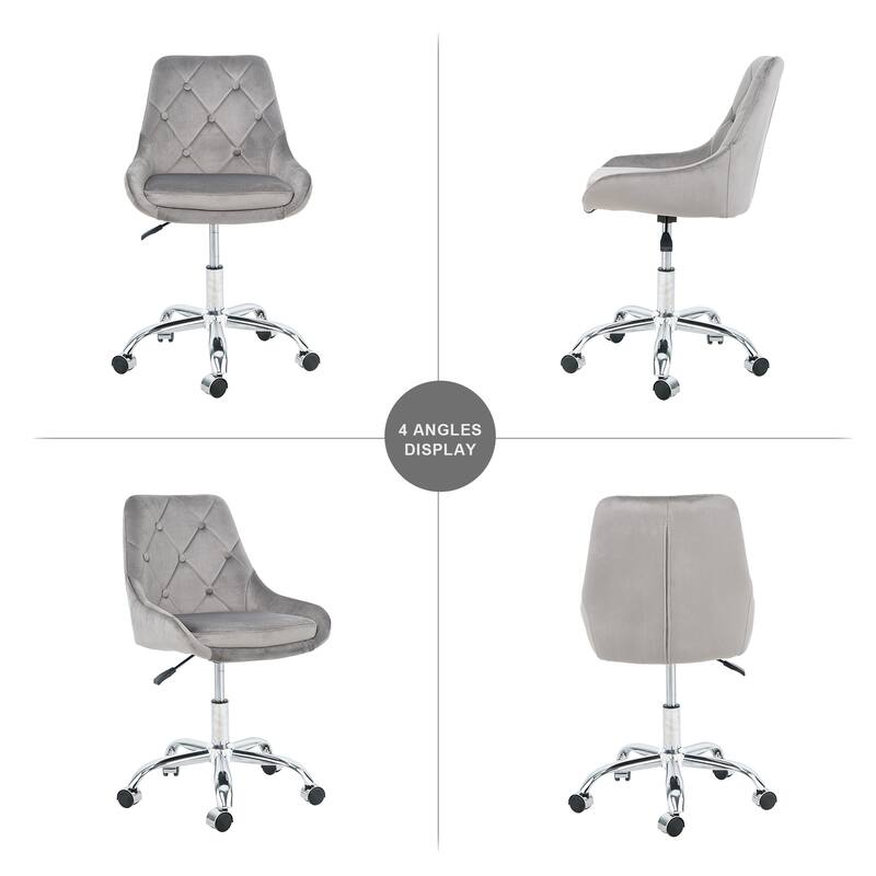 Modern Adjustable Height Velvet Dining Chair with Wheels Set of 1.