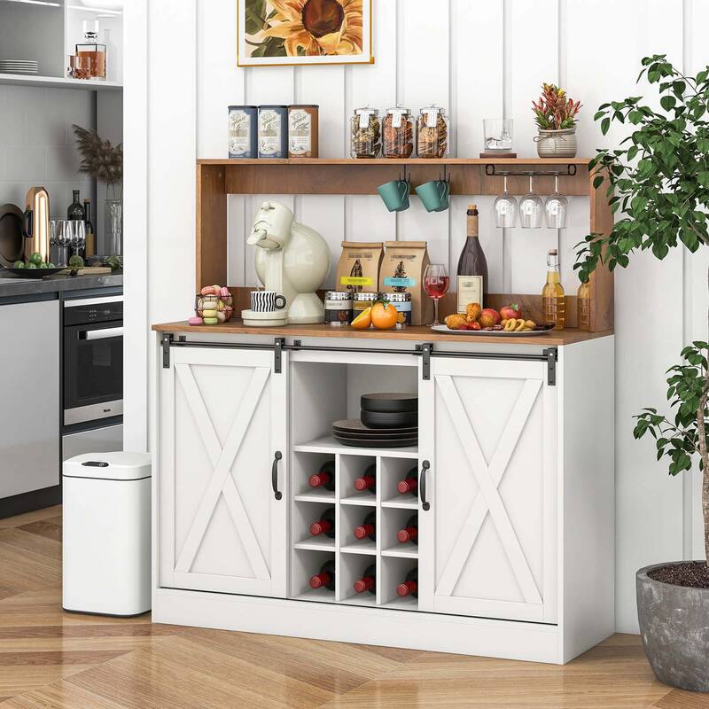 Farmhouse Buffet Cabinet w/Hutch Adjustable Shelf Sideboard