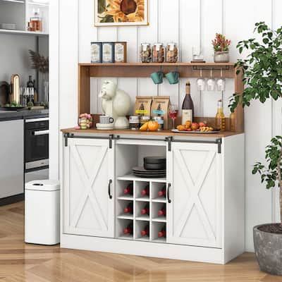 Farmhouse Buffet Cabinet w/Hutch Adjustable Shelf Sideboard