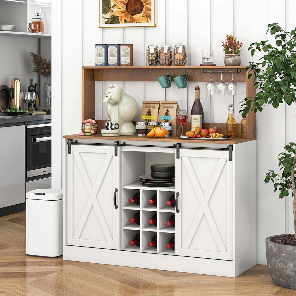 Farmhouse Buffet Cabinet w/Hutch Adjustable Shelf Sideboard