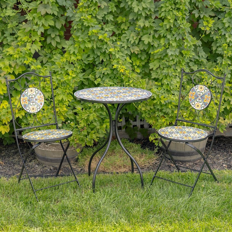 Mosaic Bistro Sets - 23.5"x23.5"x29.75" - Blue Yellow