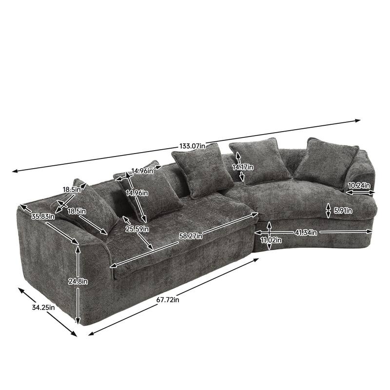 Modern Boucle 3-Seater Sofa with Double Seat and Corner Design, Oversized and Comfortable for Living Room or Office.