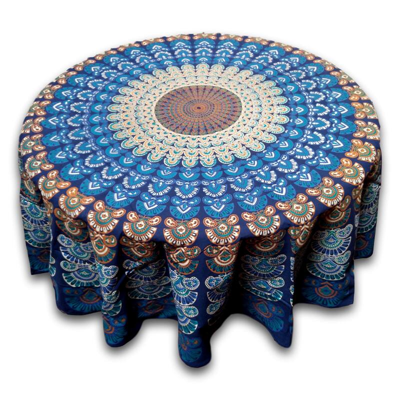 Cheery Peacock Floral Print Cotton Tablecloth Collection