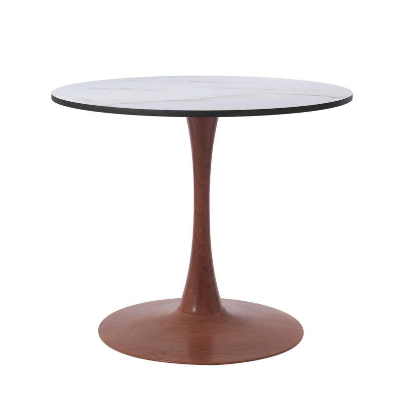 Bristol 24" Round Dining Table with MDF Top and Cherry Steel Pedestal Base for Modern Kitchen and Dining Room