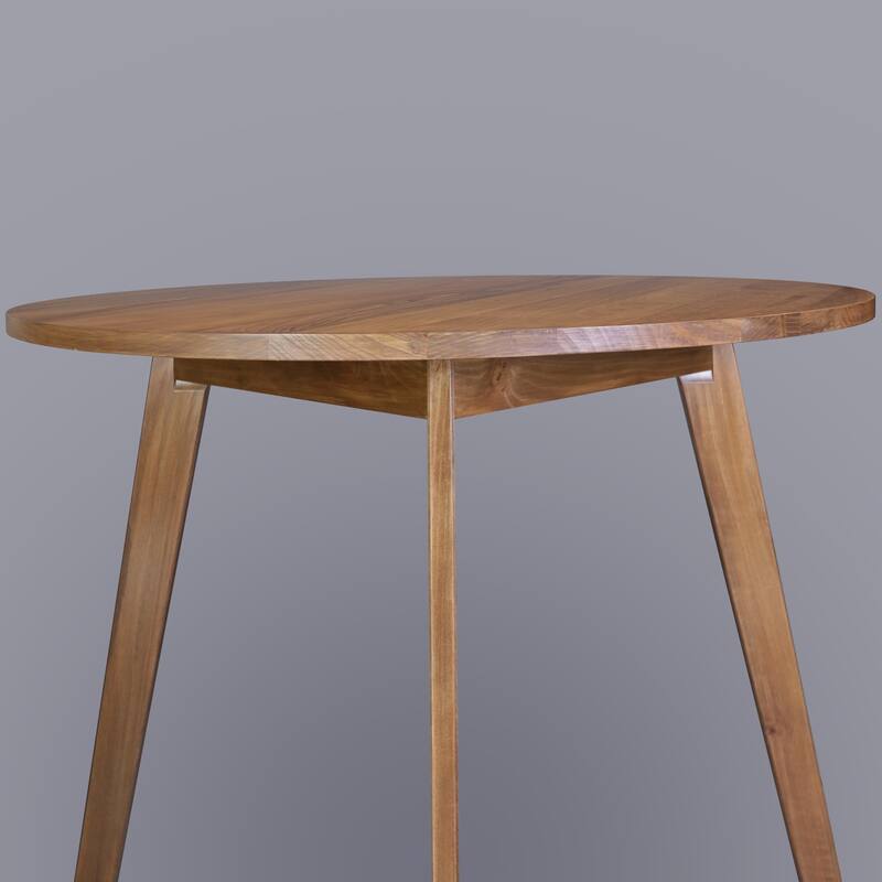 Round Dining Table 36 Inch - Walnut Finish Solid Wood Table with Easy Assembly for Small Spaces