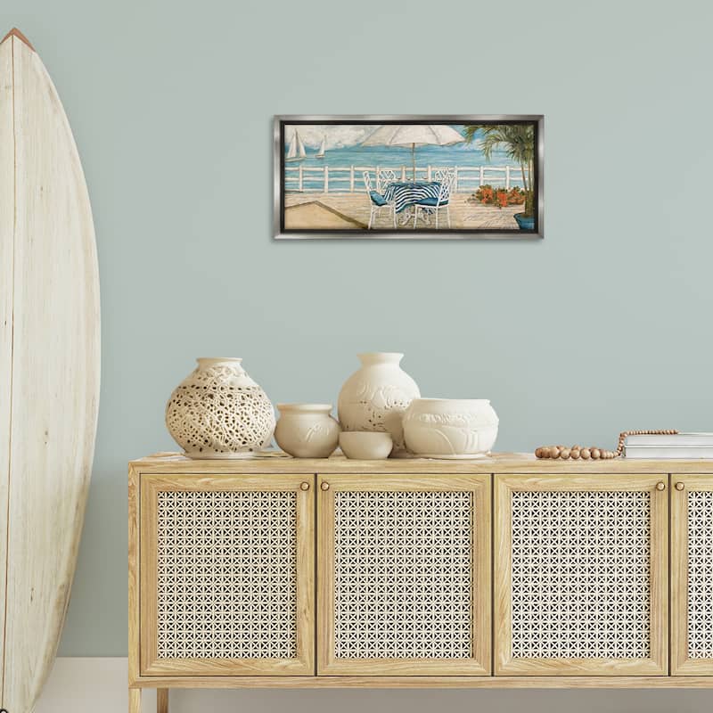 Stupell Coastal Restaurant Overlook Framed Floater Canvas Wall Art Design By Charlene Olson
