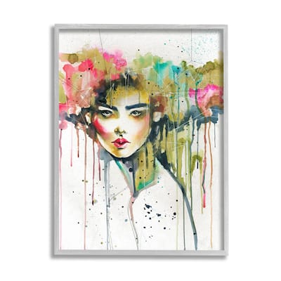 Stupell Colorful Female Fashion Portrait Watercolor Crown Framed Wall Art