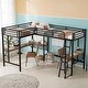 preview thumbnail 1 of 11, L-Shaped Twin Size Metal Loft Bed with Two Built-in Desks, 2 Beds in 1, Sturdy Construction & Safety Guaranteed Black
