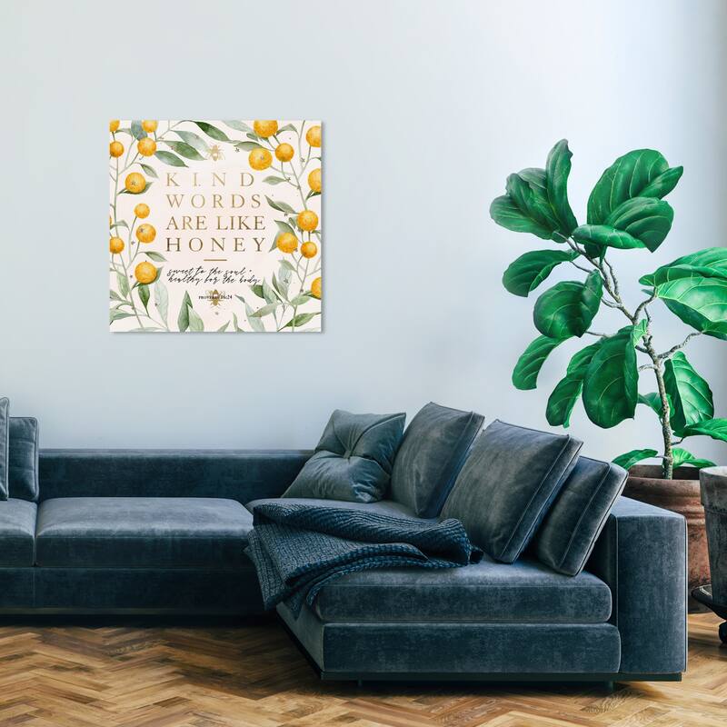 Wynwood Studio Prints Typography and Quotes Kind Words Honey Green and Light Green Rustic Wall Art Canvas Print - 30 x 30
