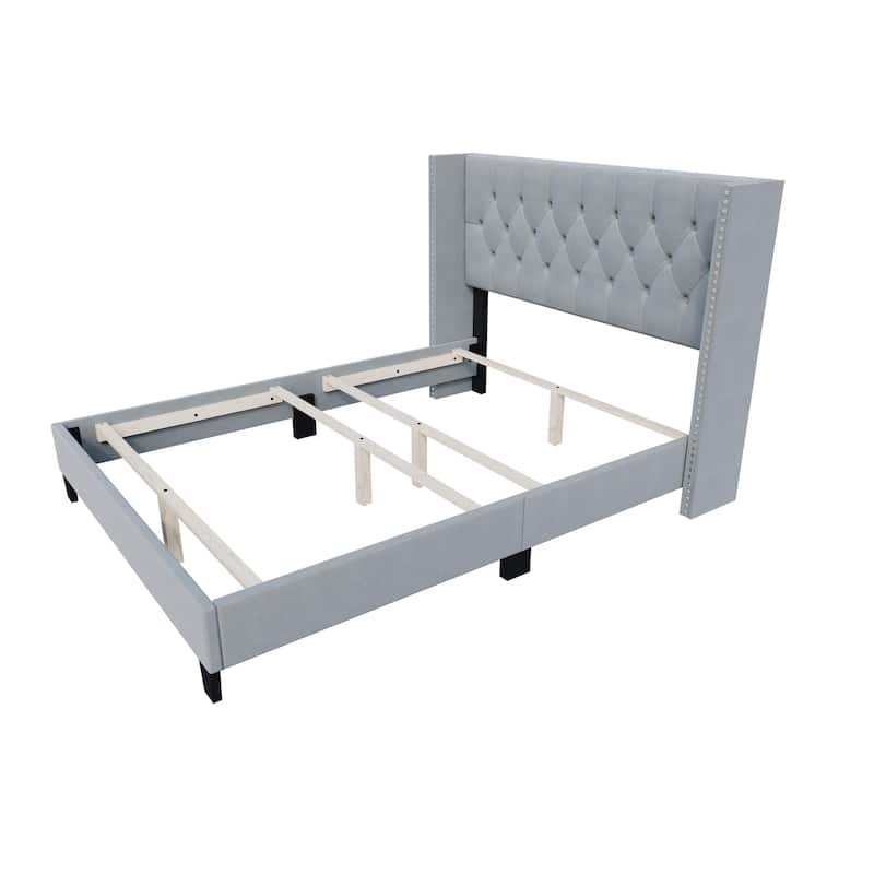 Bardy Upholstered Button-tufted Wingback Bed - Queen or King