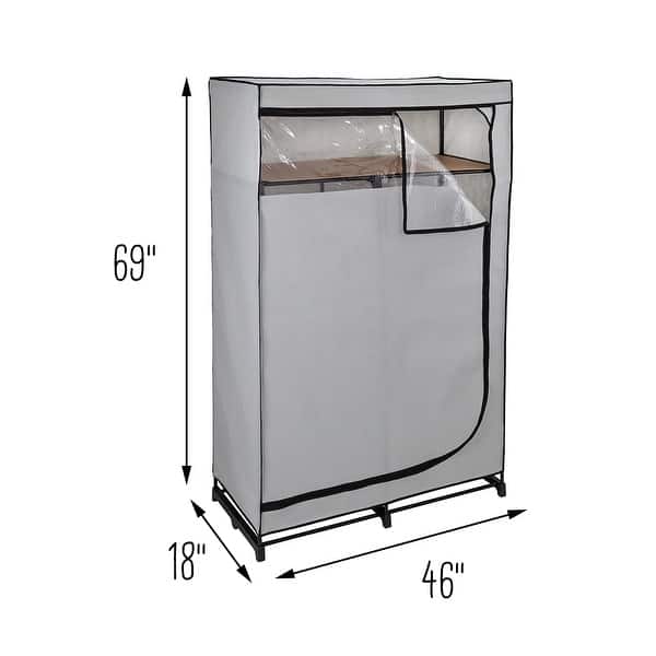 Honey-Can-Do Grey 46-Inch Wide Portable Wardrobe Closet with Cover and ...