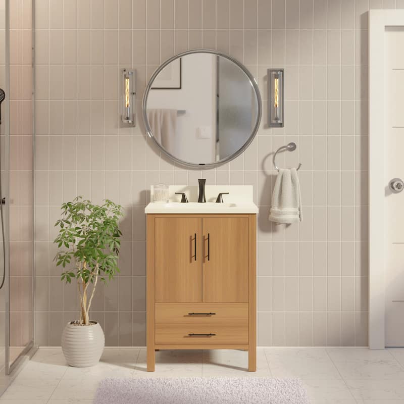 KitchenBathCollection California 24" Bathroom Vanity with Matte White Top