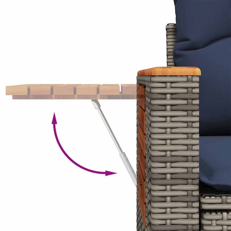 vidaXL 10 Piece Patio Sofa Set with Cushions Grey Poly Rattan (US only) - 113.8x33.5x91.8