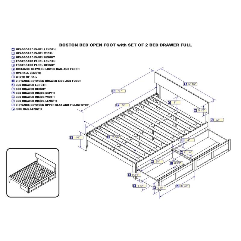 Full Size Platform Bed with Storage - Modern Bed Frame, White Finish, Underbed Drawers, Easy Assembly