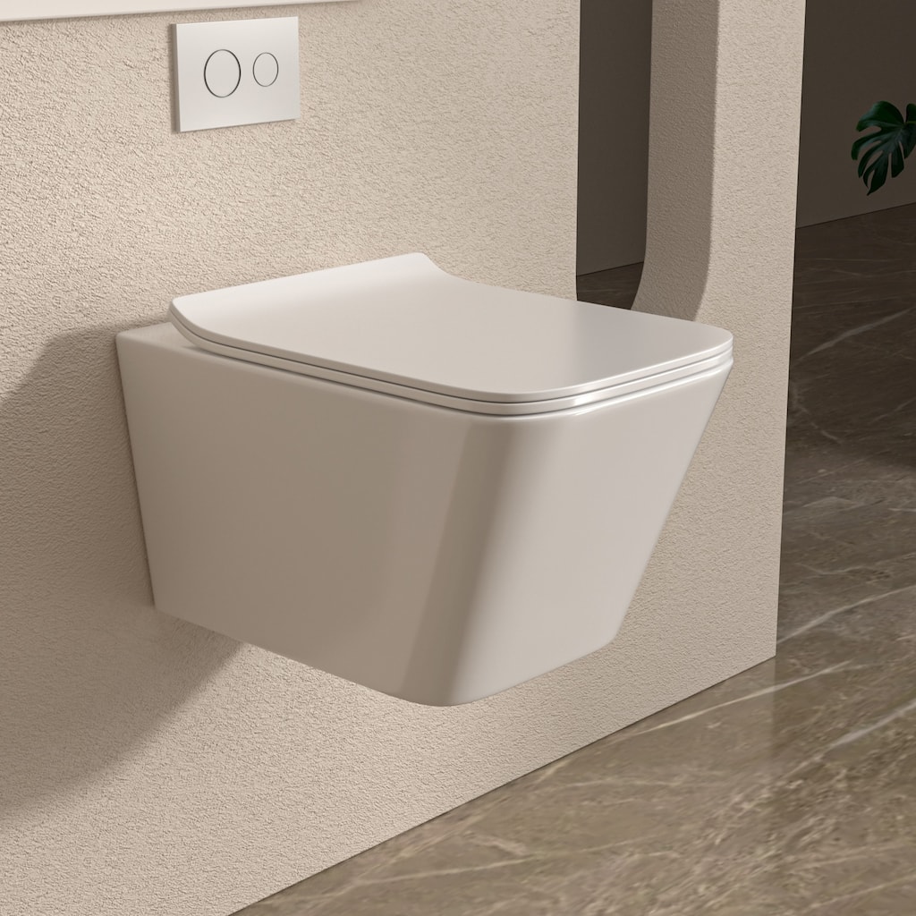 Wall Hung Toilet, Wall Mounted Elongated Toilet, White