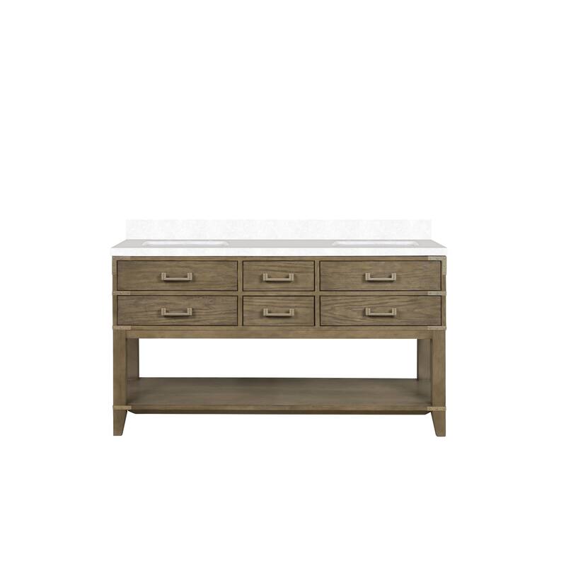 Norwalk 60 in W x 22 in D Black Oak Double Bath Vanity and Cultured Marble Top