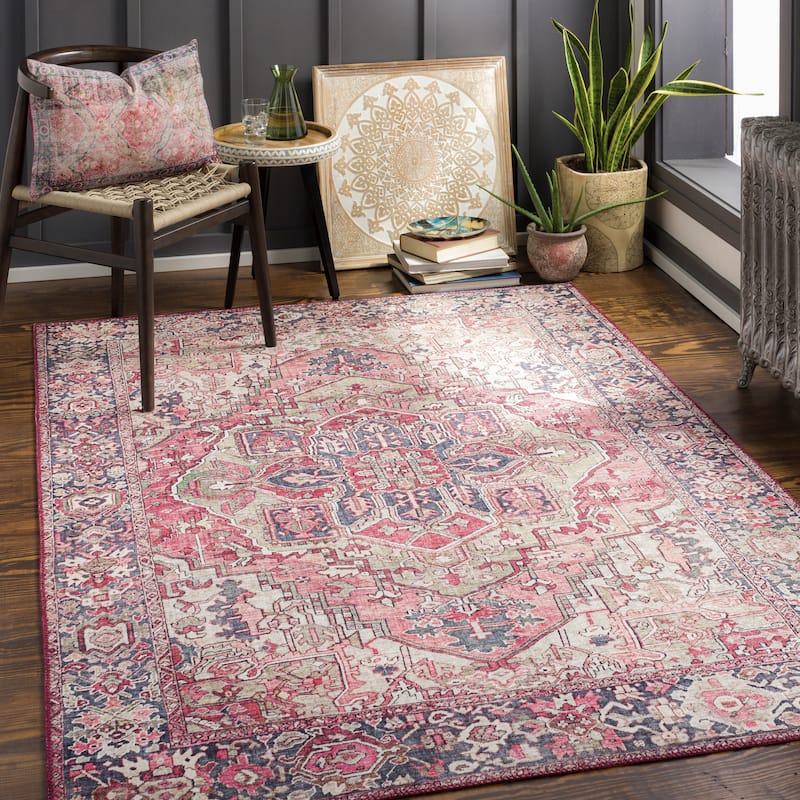 Livabliss Adenia Vintage Medallion Printed Area Rug - Blush - 2' 6" x 7' 6"