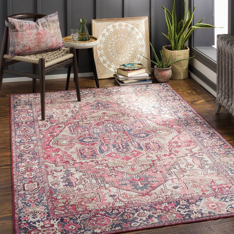 Artistic Weavers Adenia Vintage Medallion Printed Area Rug - 2'6" x 7'6" Runner - Blush