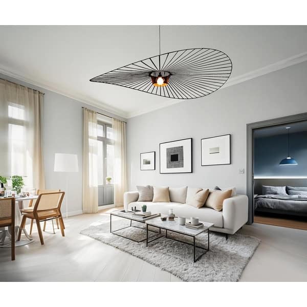slide 2 of 9, Vertigo 1-Light Black or Dark Brown Designer Modern Chandelier Large Pendant Light - N/A Black