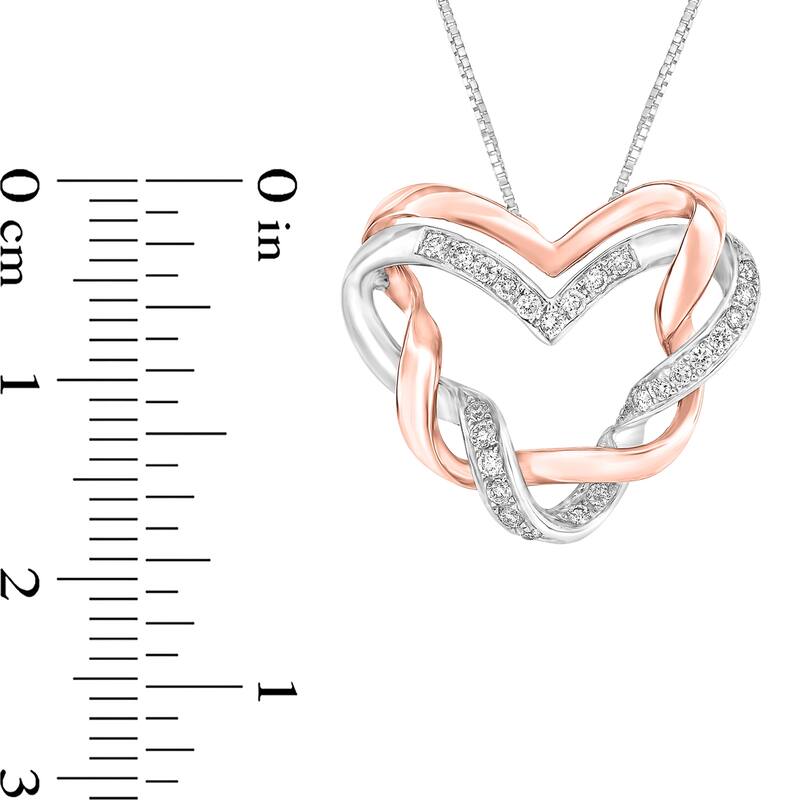 1/5 Cttw Natural Diamond 10KT 2-Tone Pink Gold Pendant