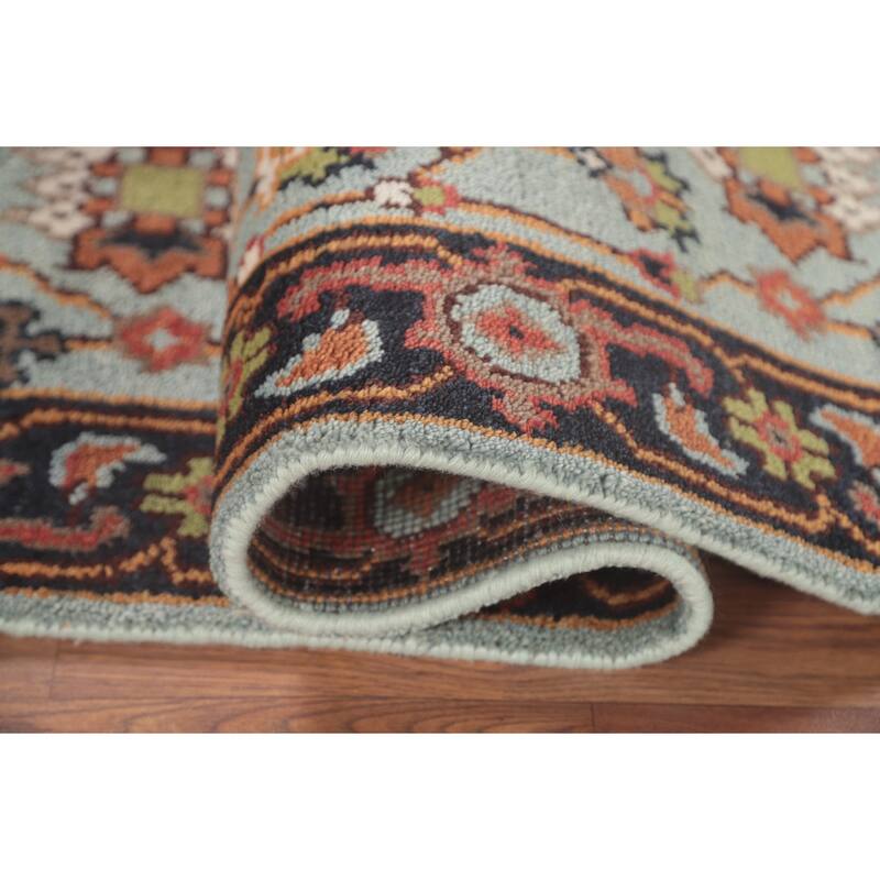 Light Blue Heriz-Serapi Accent Rug Handmade Floral Wool Carpet - 2'11"x 5'0"
